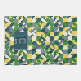 Het Abstracte geometrische monogram van Bauhaus Theedoek