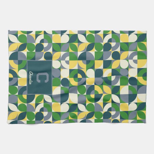 Het Abstracte geometrische monogram van Bauhaus Theedoek (Horizontaal)