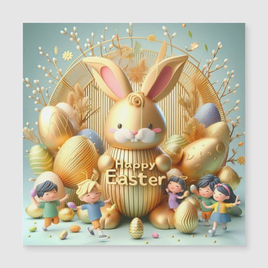 Het Abstracte Gouden Paaspaas Konijn (Voorkant)