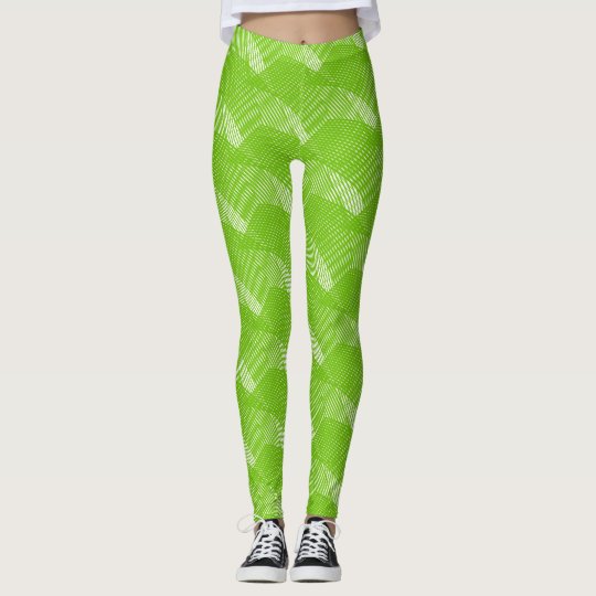 Het abstracte Groene Moderne Wit van Lijnen Leggings