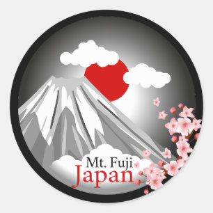 Het Abstracte landschap van Fuji Ronde Sticker