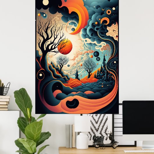 Het Abstracte landschap van het Poster van de Draa (Thuiskantoor)