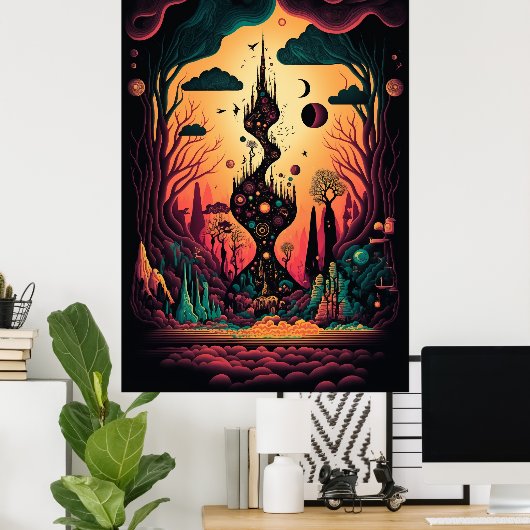 Het Abstracte landschap van het Poster van de Draa (Thuiskantoor)