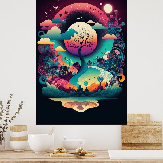 Het Abstracte landschap van het Poster van de Draa (Keuken)