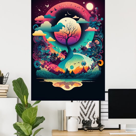 Het Abstracte landschap van het Poster van de Draa (Thuiskantoor)