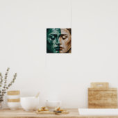 Het abstracte olieverfschilderij van de twee gezic poster (Keuken)