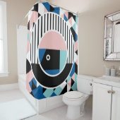 Het abstracte ontwerp van het poster van Memphis. Douchegordijn (In situ)