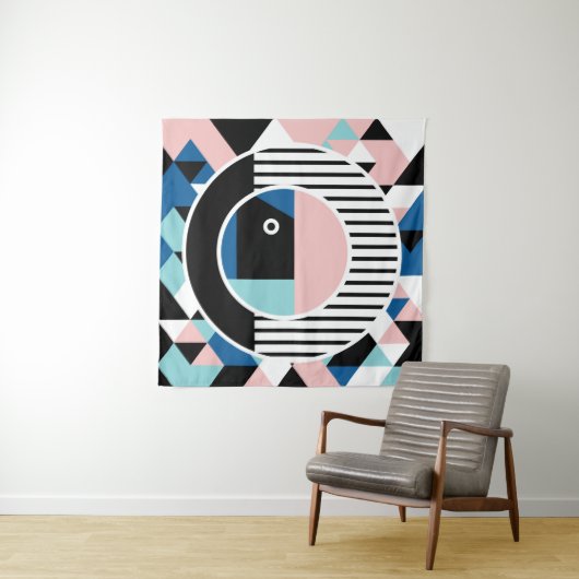 Het abstracte ontwerp van het poster van Memphis. Wandkleed (In Situ (horizontaal))