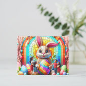 Het Abstracte paashaas vlekkenglas Feestdagenkaart (Staand voorkant)