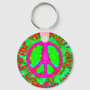 Het abstracte Psychedelische stropdas-Kleurstof Sleutelhanger