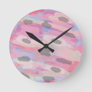 Het Abstracte Roze Patroon van Camo Ronde Klok