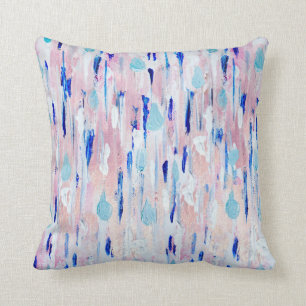 Het abstracte Schilderen nam het Roze Blauwe Koper Kussen