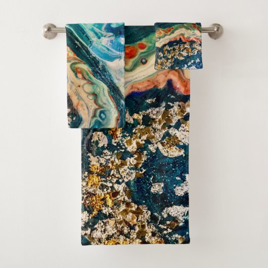 Het abstracte schilderij Ice en Fish Bad Handdoek (Insitu)