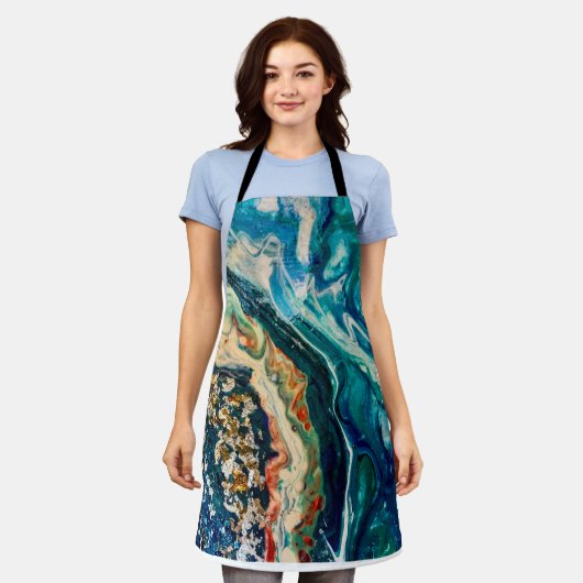 Het abstracte schilderij Ice en Fish Schort (Gedragen)