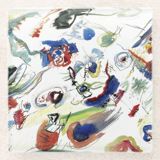 Het Abstracte schilderwerk van Kandinsky Glazen Onderzetter (Voorkant)