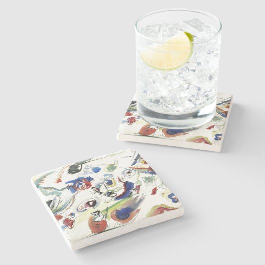 Het Abstracte schilderwerk van Kandinsky Stenen Onderzetter (Zijkant)