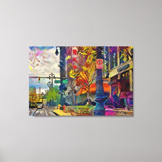 Het Abstracte stadsspectrum van Detroit Canvas Afdruk (Voorkant)