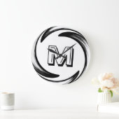 Het abstracte Zwarte Monogram van de Werveling #2 Grote Klok (Huis)