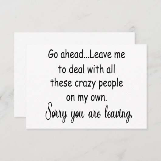 het achterlaten van collega grappige cadeautjes bedankkaart (Voorkant / Achterkant)