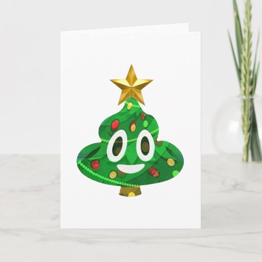 Het Achterschip Emoji van de kerstboom Feestdagen Kaart (Voorkant)