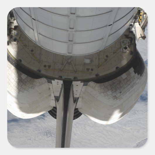 Het achterste gedeelte van de Space Shuttle Endeav Vierkante Sticker (Voorkant)