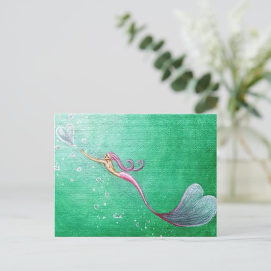 Het achtervolgen van het hart van bubbels briefkaart (Staand voorkant)