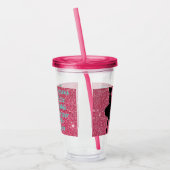 Het acrylbekertje met rietje van roze Sparkle Girl Acryl Drinkbeker (Links)