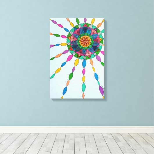 Het activeren van Joy Healing Mandala Canvas Art P (Insitu (Houten vloer))