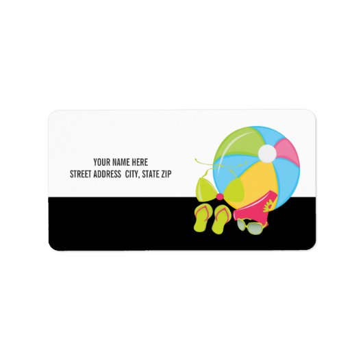 Het adres dat van het strand etiketteert etiket (Voorkant)