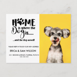 Het adres dat we thuis hebben verplaatst, is honde aankondigingskaart