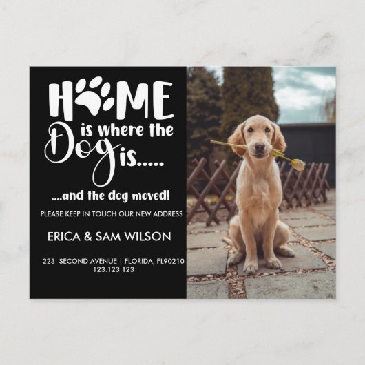 Het adres dat we thuis hebben verplaatst, is honde aankondigingskaart (Voorkant)