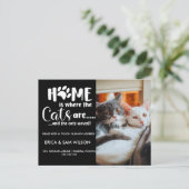 Het adres dat we thuis hebben verplaatst is kat aankondigingskaart (Staand voorkant)