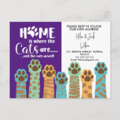 Het adres dat we thuis hebben verplaatst is katten aankondigingskaart (Voorkant)