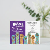 Het adres dat we thuis hebben verplaatst is katten aankondigingskaart (Staand voorkant)