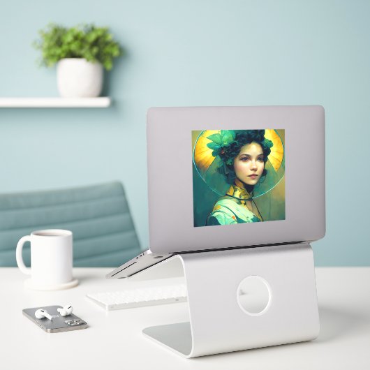 Het adres Fantasy Sci-Fi Sticker (Laptop op bureau)