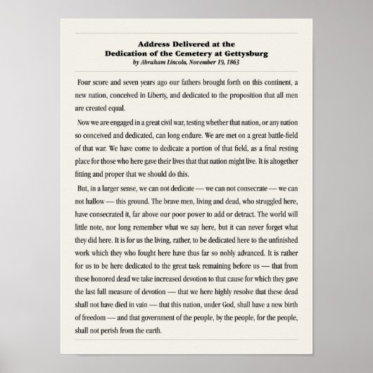 Het adres Gettysburg. Poster (Voorkant)