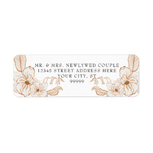 Het adres Terra Cotta Pink Floral Art van de bruil Etiket