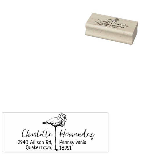 Het  Adres van de Terugkeer Flamingo Rubberstempel (Gestempeld)
