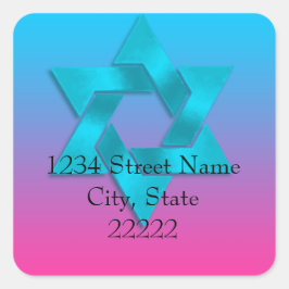 Het Adres van de terugkeer Turquoise aan Roze Ombr Vierkante Sticker