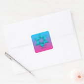 Het Adres van de terugkeer Turquoise aan Roze Ombr Vierkante Sticker (Envelop)