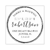 Het adres van de Terugkeer van de Coördinaten van  Rubberstempel (Afrduk)