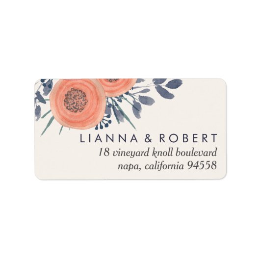 Het Adres van de Terugkeer van de Peach Poppies Etiket (Voorkant)