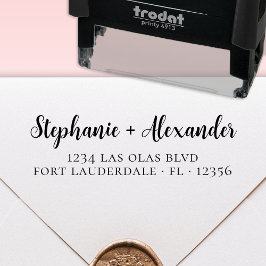 Het Adres van de Terugkeer van het huwelijk Elegan Zelfinktende Stempel