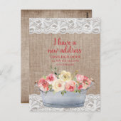 Het Adres van de verandering Metal Bub Roze Cream Briefkaart (Voorkant / Achterkant)