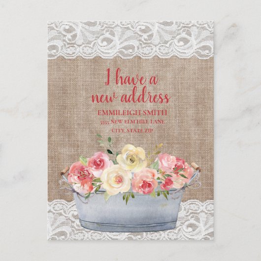 Het Adres van de verandering Metal Bub Roze Cream Briefkaart (Voorkant)