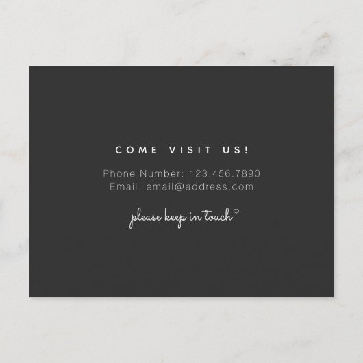 Het adres wijzigen dat we hebben verplaatst, is ee briefkaart (Achterkant)