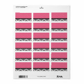 Het Adresetiket van het Huwelijk van het Damast Etiket (Full Sheet)