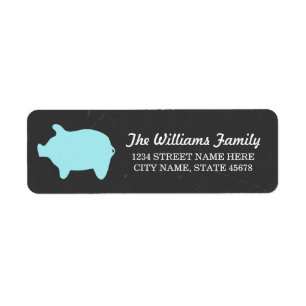 Het Adresetiket van Piggie van het bord/Blauw Etiket