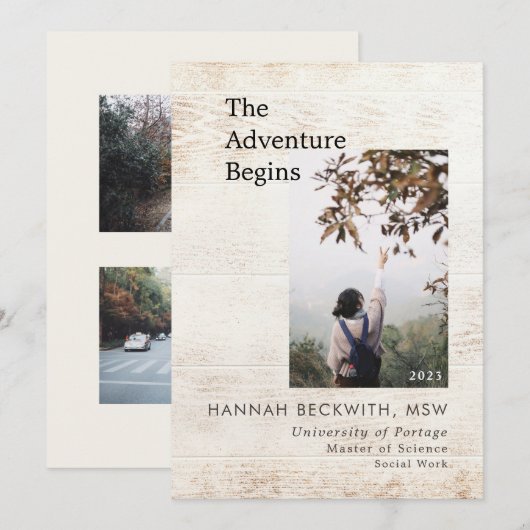 Het Adventure van de Foto van het afstuderen begin Aankondiging (Voorkant / Achterkant)