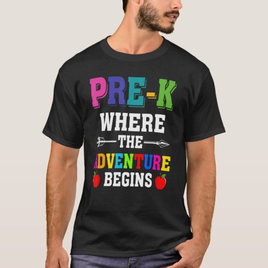 Het Adventure van de Leeraar van Prek begint Eerst T-shirt (Voorkant)